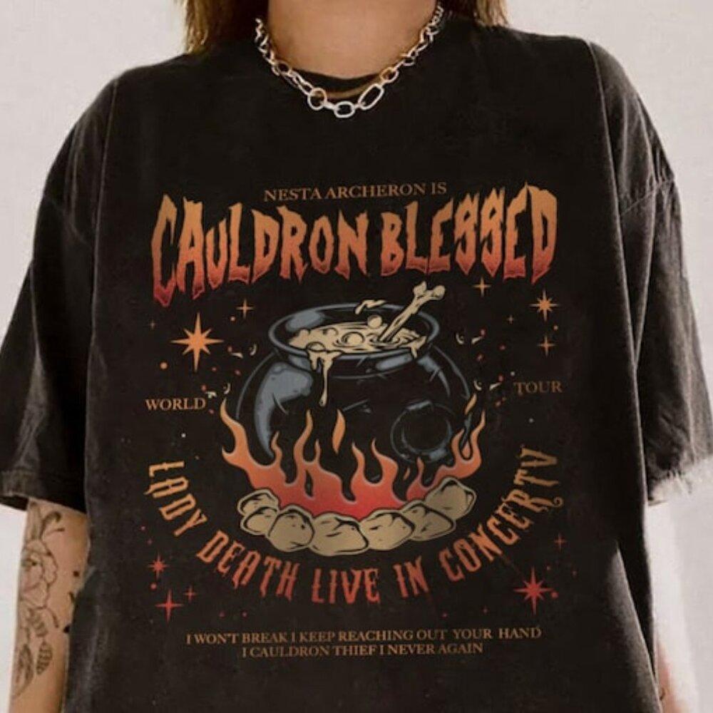 Acotar Nesta Archeron Cauldron Blessed Lady Death Band Shirt